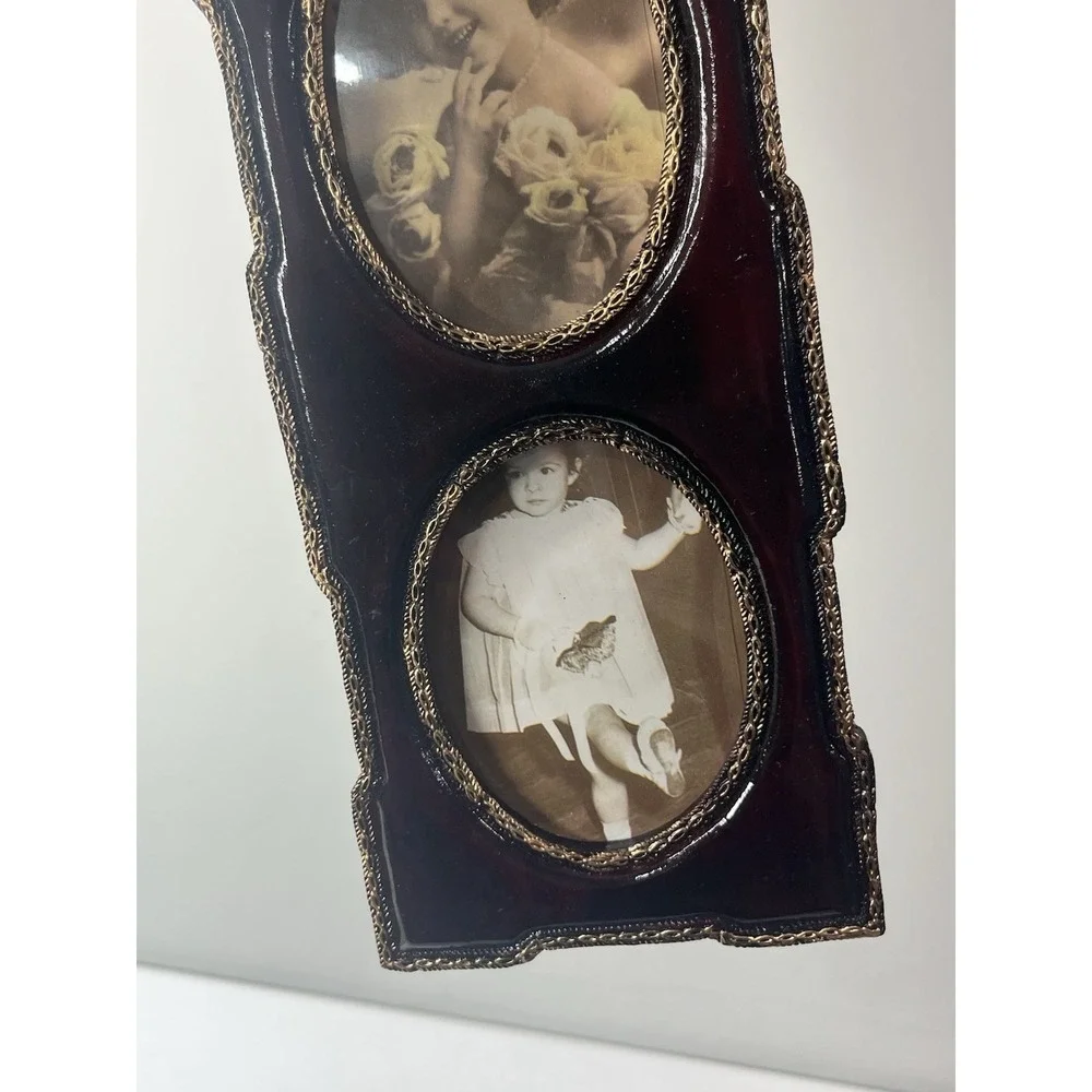 Vtg Burgundy and Gold photo‎ Picture Frames Set Of 2 Made In Taiwan Victorian
